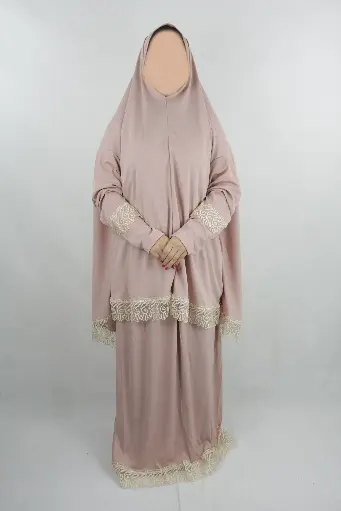 Dark Pink lace prayer set Made in Türkiye 