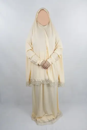 Light beige lace prayer set Made in Türkiye  
