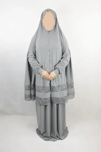 Double Lace Gray lace prayer set  