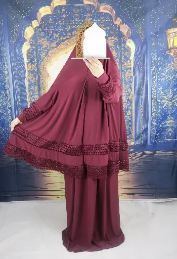 Double Lace Maroon prayer set